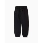 Pantalon de jogging en coton peign� avec cordon de serrage et poches noir