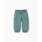 Pantalon de jogging en molleton avec doublure en coton peign� et poches cargo vert clair