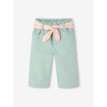 Pantalon large bb avec ceinture  nouer bleu gris