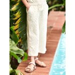 Pantalon large en broderie anglaise fille cru