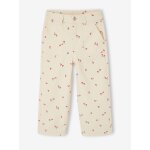Pantalon large fille cerises coton vanille