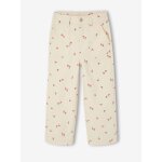 Pantalon large fille cerises coton vanille