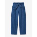 Pantalon large fille en denim light stone