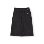 Pantalon large pour fille avec taille froncée paper bag gris foncé Pantalon large pour fille avec taille froncée paper bag gris foncé