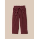 Pantalon large fille en velours rose fane