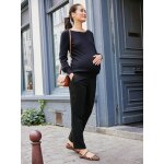 Pantalon large de grossesse coupe  pinces noir