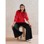 Pantalon large de grossesse effet satin noir
