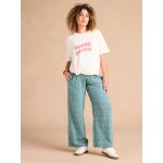 Pantalon large de grossesse en gaze coton imprim envie de fraise avec bandeau vert
