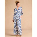 Pantalon large de grossesse imprim fleurs envie de fraise avec bandeau bleu roi