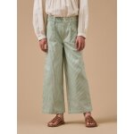 Pantalon large ray� fille rayure verte