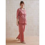 Pantalon large uni de grossesse effet lin tomette