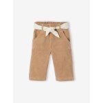 Pantalon large en velours ceinture à fleurs bébé beige Pantalon large en velours ceinture à fleurs bébé beige