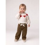 Pantalon large en velours ceinture � fleurs b�b� olive