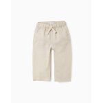 Pantalon en lin avec cordon de serrage beige clair