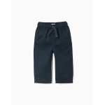 Pantalon en lin avec cordon de serrage bleu fonc�