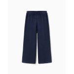 Pantalon en maille � jambe large avec d�tails torsad�s bleu fonc�