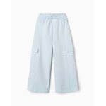 Pantalon en molleton � jambe large avec poches cargo bleu clair