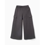 Pantalon en molleton � jambe large avec poches cargo gris fonc�