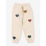 Pantalon en molleton motifs coeurs beige