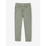 Pantalon mom fille brod� vert de gris