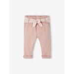 Pantalon paperbag bébé avec ceinture rose pâle Pantalon paperbag bébé avec ceinture rose pâle