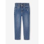 Pantalon paperbag fille bleu moyen