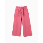 Pantalon en point de rome wide leg rose fonc�
