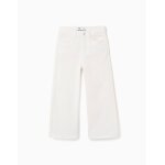 Pantalon en serg� de coton � jambe large blanc