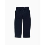 Pantalon slim en piqu� de coton avec cordon bleu