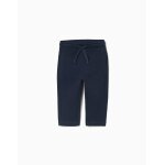 Pantalon slim en piqu� de coton avec cordon bleu fonc�