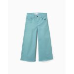 Pantalon en toile wide leg avec ourlets effilochs bleu clair