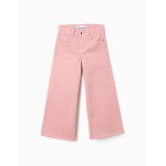 Pantalon en toile wide leg avec ourlets effilochs rose