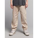 Pantalon twill coton et lin gar�on taille ajustable �cru