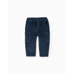 Pantalon en velours ctel cargo bleu fonc