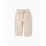 Pantalon en velours ctel avec taille paperbag beige clair