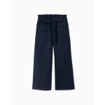 Pantalon wide leg avec ceinture int�gr�e bleu fonc�