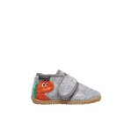 Pantoufles en tissu avec dinosaure limam gris -