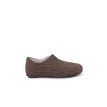 Pantoufles en velours c�tel� taupe