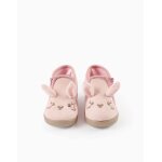 Pantoufles en velours avec oreilles rose clair
