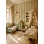 Papier peint enfant 100 x 280 cm vert, beige