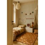 Papier peint enfants rayures aventure retro 50 x 280 cm beige, bleue, marrone
