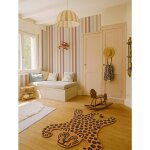 Papier peint enfants rayures soleil d hiver beige, bleue, verde