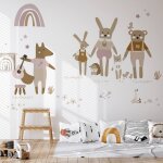 Papier peint panoramique happy family multicolore