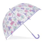 Parapluie cloche transparent, ouverture facile et scurisante pvc / papillons