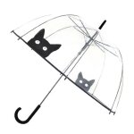 Parapluie transparent long et automatique chat noir Parapluie transparent long et automatique chat noir