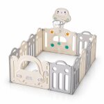 Parc b�b� modulable avec activit�s montessori blanc et gris