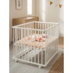 Parc b�b� pliant 75x100cm avec roulettes et fond r�glable - petit mobilier blanc