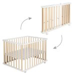 Parc bb pliant en bois sur roulettes  freins bicolore