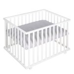 Parc bb rectangulaire sur roulettes + tapis dperlant roba style blanc - gris argent
