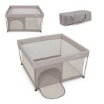 Parc b�b� ziki pliable avec entr�e lat�rale zipp�e, structure en acier et sac de transport inclus pratique ...
